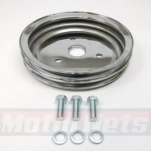 SB Chevy 2 Groove Crank Double Crankshaft Short Water Pump Pulley SBC 283-350 - Picture 1 of 5