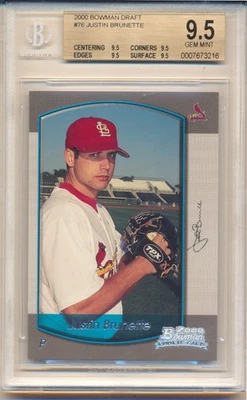 Bowman Draft Justin Brunett 2000 (tarjeta de novato) (#76) (todos los 9,5 subgrados) BGS9,5 Foto 1 de 2