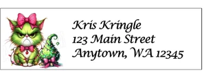 30 angry cat PERSONALIZED Christmas Return Address Labels - Picture 1 of 3