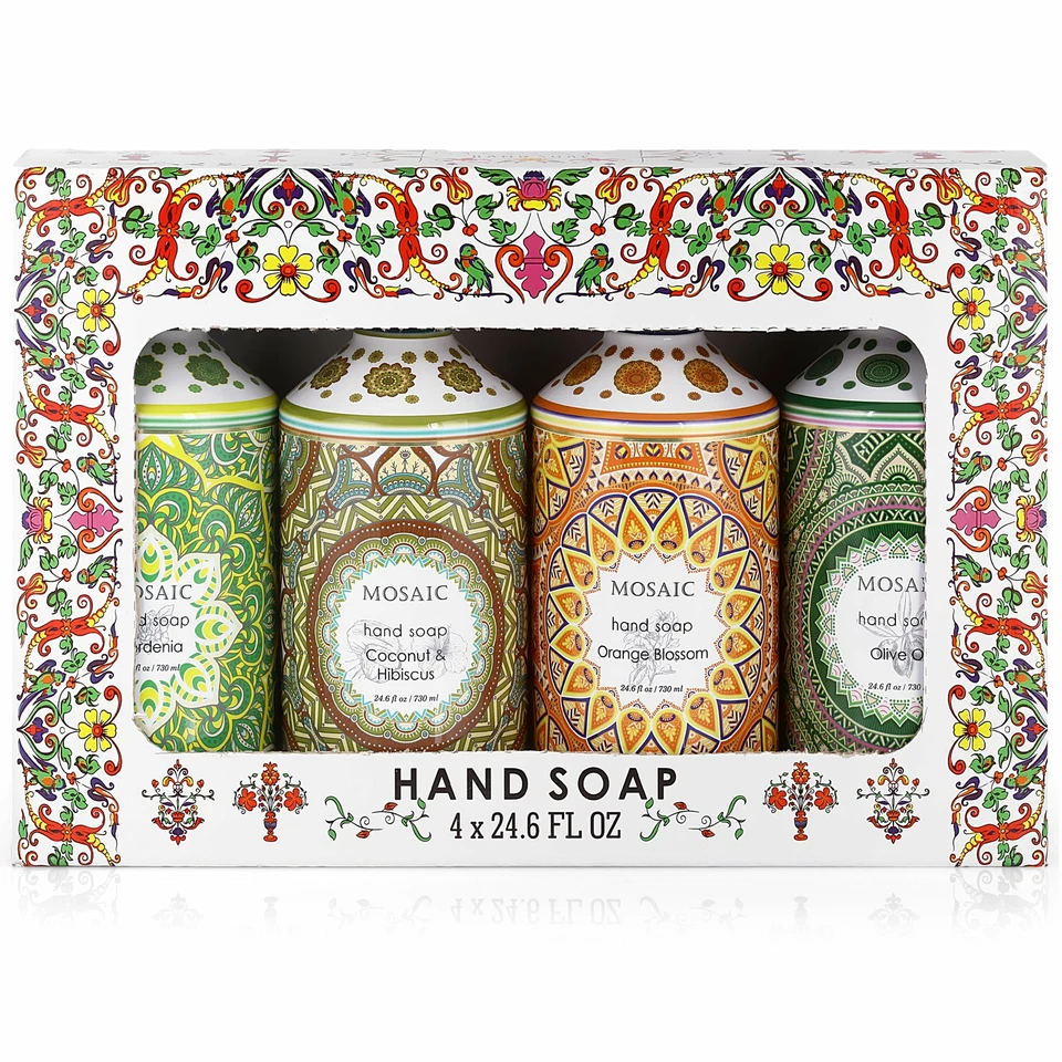 Liquid Hand Soap/Wash Gift Set 4, Olive Oil, Coconut&Hibiscus, Gardenia, Orange - Image 1 of 4