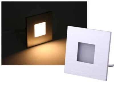 LED Wandeinbauleuchte Alu gebürstet 230V 2,5W warmweiss Einbau in Schalterdose - Bild 1 von 4