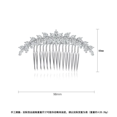 Accesorios para el cabello de circón nupcial peine lateral de moda tocado chapado en oro para mujer Foto 1 de 4