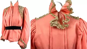 RARO COLORE corpetto edoardiano C 1900 neon corallo rosa lana fantasia - Foto 1 di 8