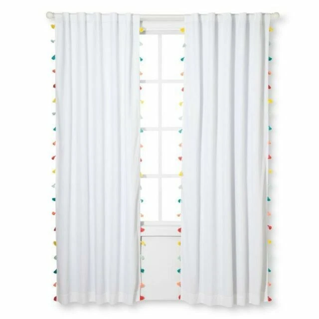 Pillowfort Tassel Blackout Curtain Panel - White, 63 x 42 in.