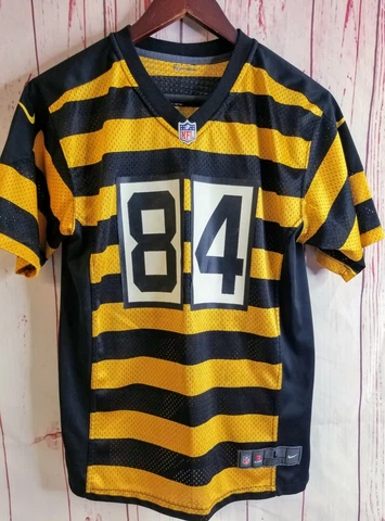 Nike NFL ON FIELD Pittsburg Steelers #84 STRIPED Throwback Jersey ANTONIO BROWN Cover