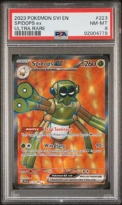 2023 POKEMON SVI EN-SCARLET & VIOLET 223 SPIDOPS EX ULTRA RARE PSA NM-MT 8 - Picture 1 of 4