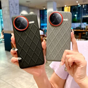 Para Xiaomi Poco F7 Pro, Moda Híbrida Rejilla Cuero Cubierta Carcasa Trasera Estuche - Imagen 1 de 18