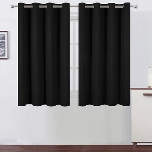 LEMOMO Black Thermal Blackout Curtains/52 x 54 Inch/Set of 2 Panels Room Darkeni - Picture 1 of 9