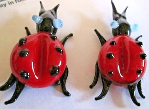 LADYBUGS MINIATURA VIDRIO SOPLADO A MANO DECORATIVO, USADO - Imagen 1 de 2