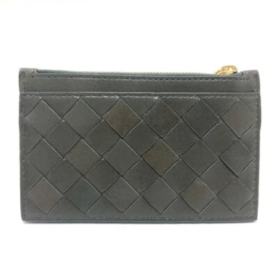 Estuche para Tarjetas BOTTEGA VENETA Cuero Intrecciato Negro MUJERES Usado de Japón!!!!!!! Foto 1 de 4