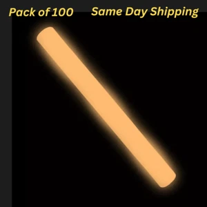 100Pcs 16" Orange LED Foam Glow Sticks Light Up Flashing Wands DJ Party Events - Picture 1 of 3