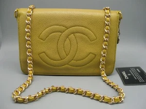 Vintage Chanel Tumeric Yellow Caviar Leather Long Bag Wallet - Picture 1 of 23