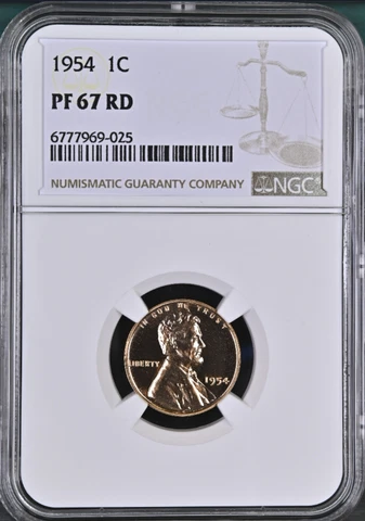 1954 Proof Lincoln Wheat Cent NGC PF 67 RD Cover