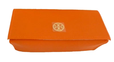 Tory Burch Eyeglass Case Orange Logo Leather Sunglass Case with Pouch New - Image 1 of 4