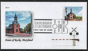 POINT OF ROCKS, MARYLAND * VINTAGE RAILROAD STATIONS * FIRST DAY COVER 3/9/2023 - Picture 1 of 1