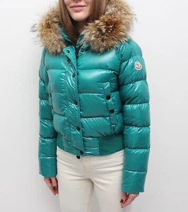 Damen MONCLER Alpin Stepp Daunen Puffer Jacke Kapuze Echtfellbesatz RAR 1 ~S - Bild 1 von 12