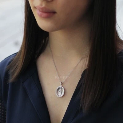 ~Virgin Mary~ made with Swarovski Crystal Religious Christian Necklace Jewelry - Image 1 of 2