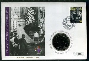 2007 moneda de diamantes boda reina Isabel II y príncipe Felipe FDC (Salomón es) #B - Imagen 1 de 1