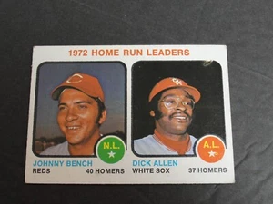 1973 TOPPS BASEBALL 1972 HOME RUN LEADERS JOHNNY BENCH DICK ALLEN CARD #62 - Picture 1 of 2