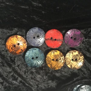 Extra Large Rose Etched Coconut Shell Button 51mm 7 Colours SEHLBACH & WHITING - Picture 1 of 9