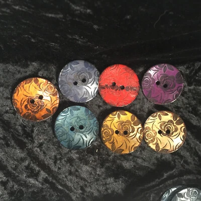 Extra Large Rose Etched Coconut Shell Button 51mm 7 Colours SEHLBACH & WHITING - Image 1 of 4
