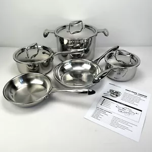 Juego de 8 piezas de utensilios de cocina Kenzen de acero inoxidable sartenes sartenes tapas LifeWare Tech - Imagen 1 de 12