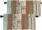 Rustic Wood Kitchen Valances Half Window Curtain, Brown Wooden Blue Wood Plank W