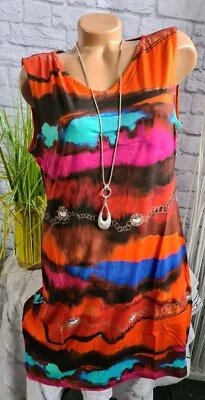 Alba Moda Kleid Shirtkleid mehrfarbig gemustert Ärmellos Damen (6 307) NEU - Bild 1 von 4