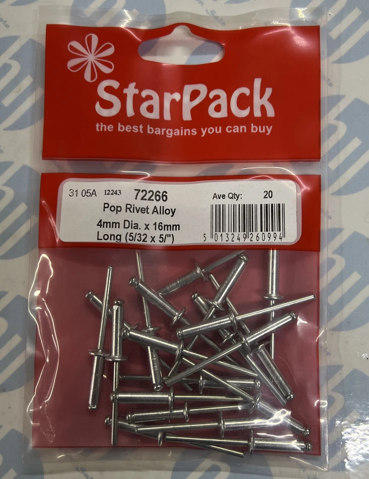 STARPACK #pop rivet alloy 4mm x 16mm long 72266