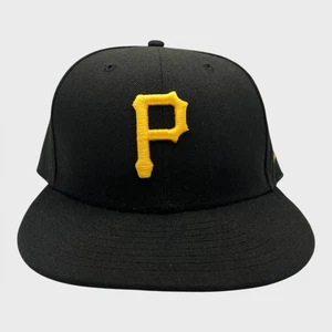 New Era Pittsburgh Pirates Black MLB Baseball 59Fifty Fitted Hat Cap 7 5/8 - Picture 1 of 2