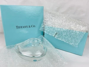 TIFFANY & CO Signed Elsa Peretti Lead Crystal 4” Heart Shaped Trinket Boxed NEW - Picture 1 of 10