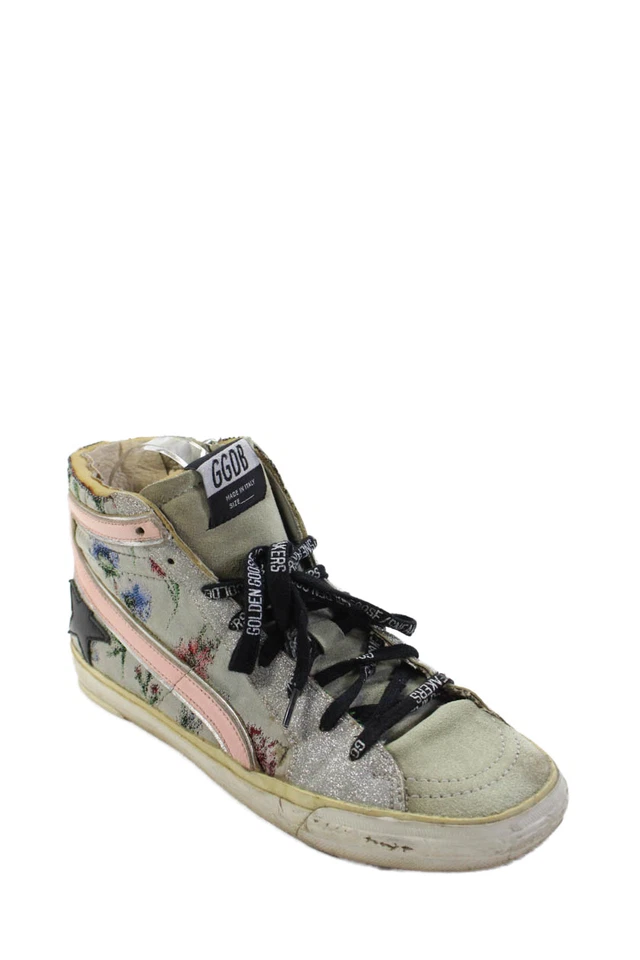 Zapatillas altas Golden Goose Deluxe Brand para mujer florales grises talla 9 Foto 1 de 4