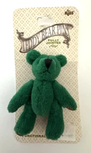 P3 Teddy Bear Pin Green Jointed Russ Berrie Vintage - Picture 1 of 7