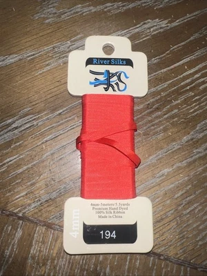 RIVER SILKS, RED, #194, 4MM, SILK RIBBON FOR NEEDLEPOINT - Image 1 of 2