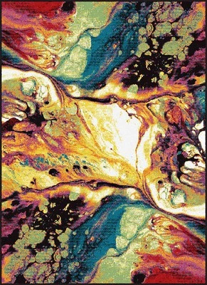 2x7 Multi-Color Blots Leaks Waves Abstract Runner SMP1004 - Aprx 2' 7" x 7' 3" - Image 1 of 3