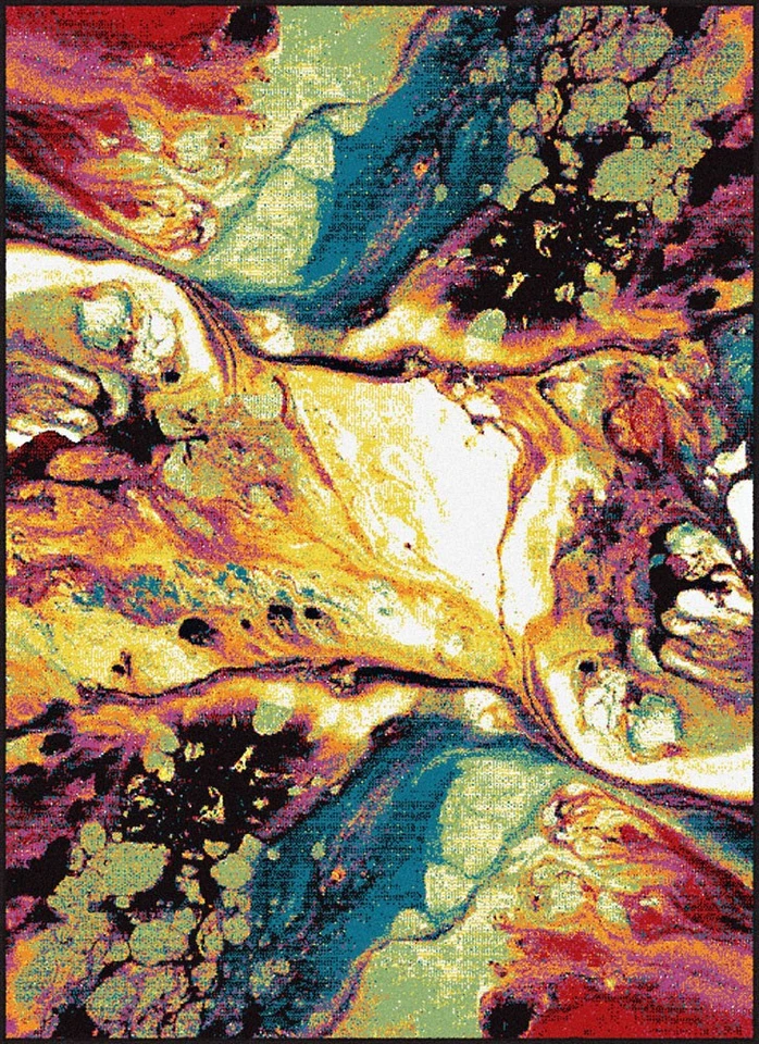 2x7 Multi-Color Blots Leaks Waves Abstract Runner SMP1004 - Aprx 2' 7" x 7' 3" - Image 1 of 3