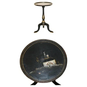 ANTIQUE VICTORIAN CIRCA 1880 CHINESE CHINOISERIE LACQUERED SIDE END LAMP TABLE - Picture 1 of 16