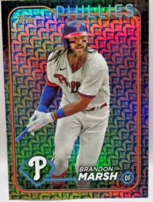 Topps MLB 2024 Series 1 Brandon Marsh Holiday Parallel Baseball Card Phillies - Image 1 of 2