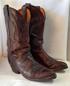 Vintage Frye Herren Cowboy Western 876701 Stiefel Gr. 10 M Dunkelbraun Gealtertes Leder - Bild 1 von 8