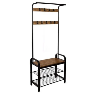 Garderobe Eingangsschrank Garderobe mit Schuhregal 3 Ebenen 9 abnehmbare Hake... - Bild 1 von 8