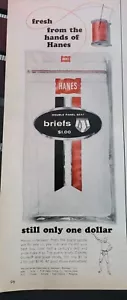 1963 Hanes Men's underwear briefs double panel seat Vintage color ad - Picture 1 of 1