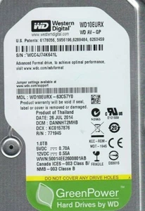 Western Digital Av-Gp 1TB 7.2K RPM 6Gbps SATA LFF 3.5"  Hard Disk Drive WD10EURX - Picture 1 of 1