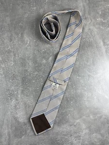 Luigi Borrelli Napoli Blue / Grey Striped Pattern 100% Silk Tie Made in Italy - Picture 1 of 9