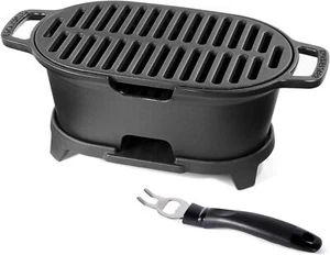 Mini 100% Cast Iron Hibachi Grill Tabletop Small Portable Charcoal Grill BBQ - Picture 1 of 6