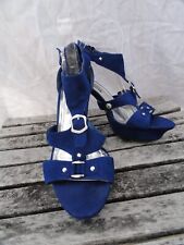 Lasonia Blue Platform High Heel Ankle Strap Formal Classy Open Toe Womens Size 9