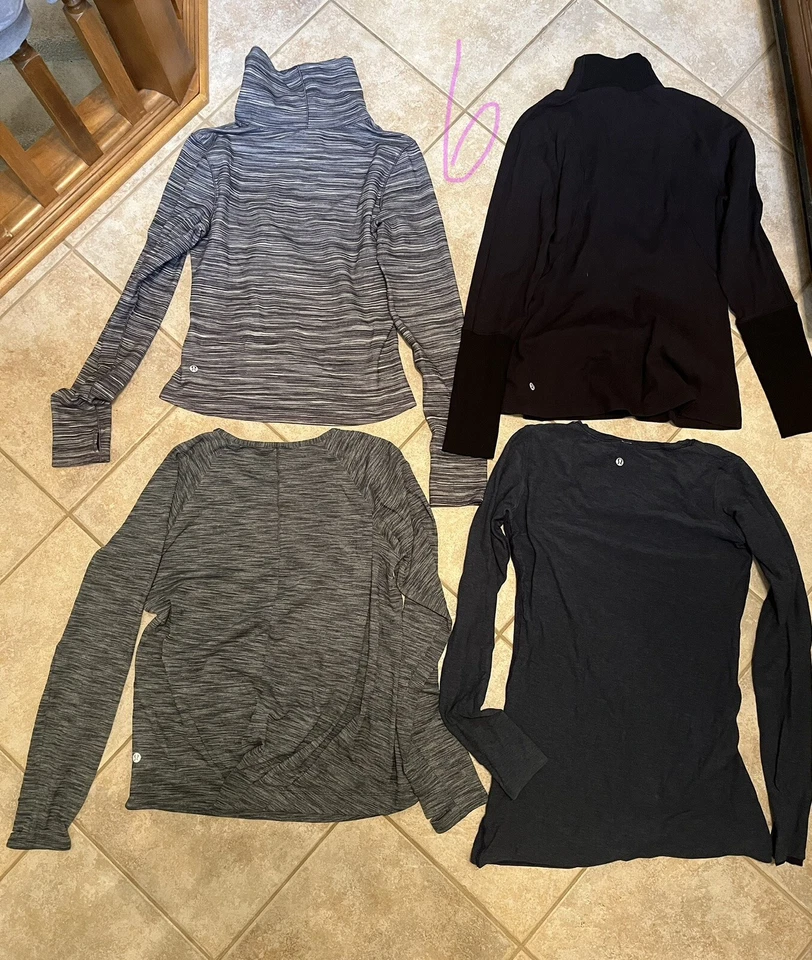 Lote Lululemon Conjunto de 4 Mangas Compridas Tamanho 6 Moletom Simulado e Pulôver Gola Redonda - Imagem 1 de 1