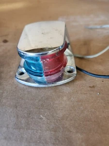Vintage Glastron Boat Bow Running Light Chrome Red Green Lens Tested - Picture 1 of 7