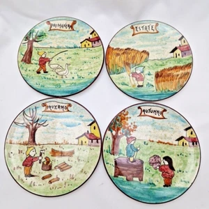 Vier Jahreszeiten 4 Wandteller Keramik Teller Italienisch Vintage Handbemalt Set - Bild 1 von 8