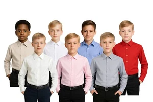 Boys' Cotton Classic Dress Shirt for Weddings & Special Occasions - Ages 1-13 - Picture 1 of 42