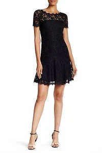SZ 2 Diane von Furstenberg Fifi Floral Lace Fit & Flare Black Dress NWT $428 - Picture 1 of 2
